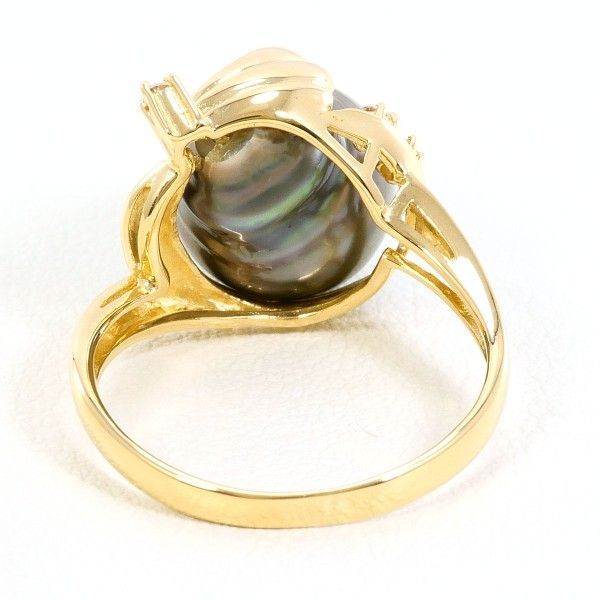 K18YG イエローゴールド　1石パール　リング　15〜16号 K18YG リング ring 指輪 15号 パール（真珠） ダイヤ 総重量約