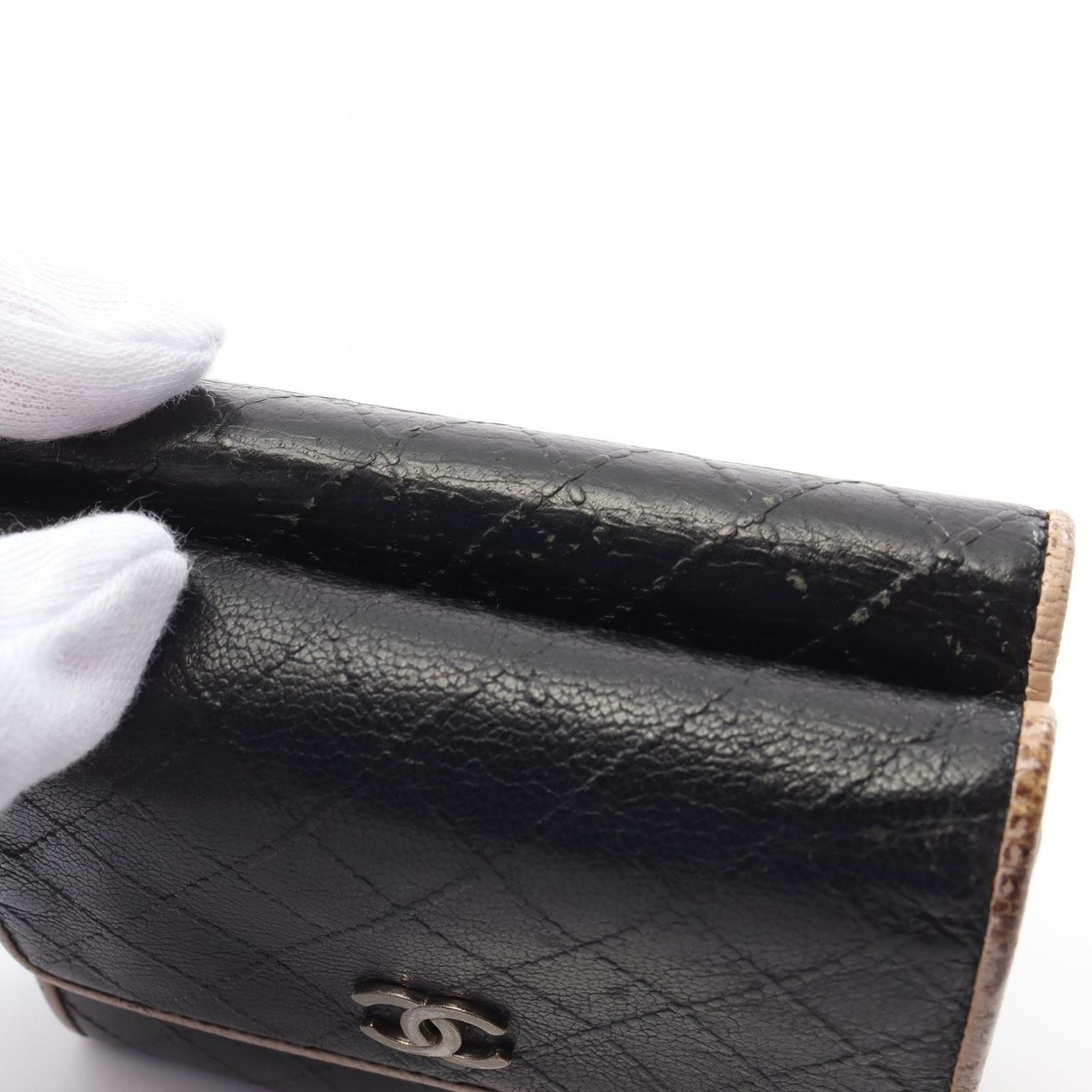 シャネル CHANEL Wホック財布 ココマーク ステッチ型押し A33910