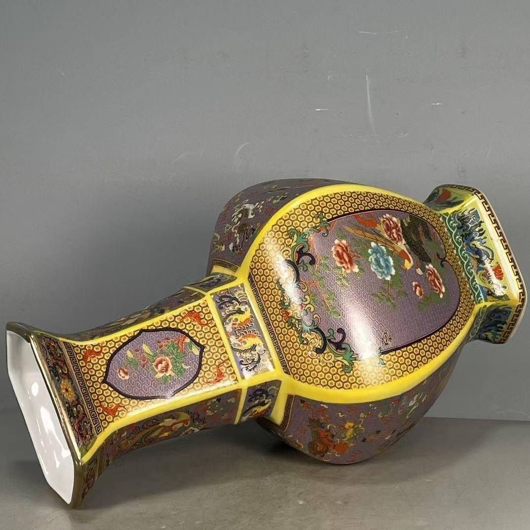 新品・未使用】旧家収蔵 中国古玩 乾隆年 ?琅彩 瑞獣紋 六角 賞