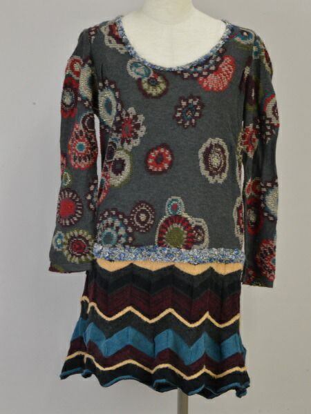 エムアンドキョウコ M.&KYOKO ニット ワンピース 花柄 Fサイズ