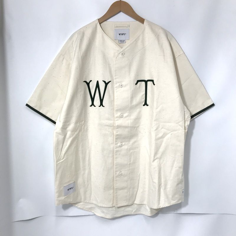 WTAPS LEAGUE Tシャツ 半袖 241TQDT-SHM05 ベースボールシャツ ロゴワッペン サイズ04 XLサイズ ホワイト ダブルタップス トップスA13550◆