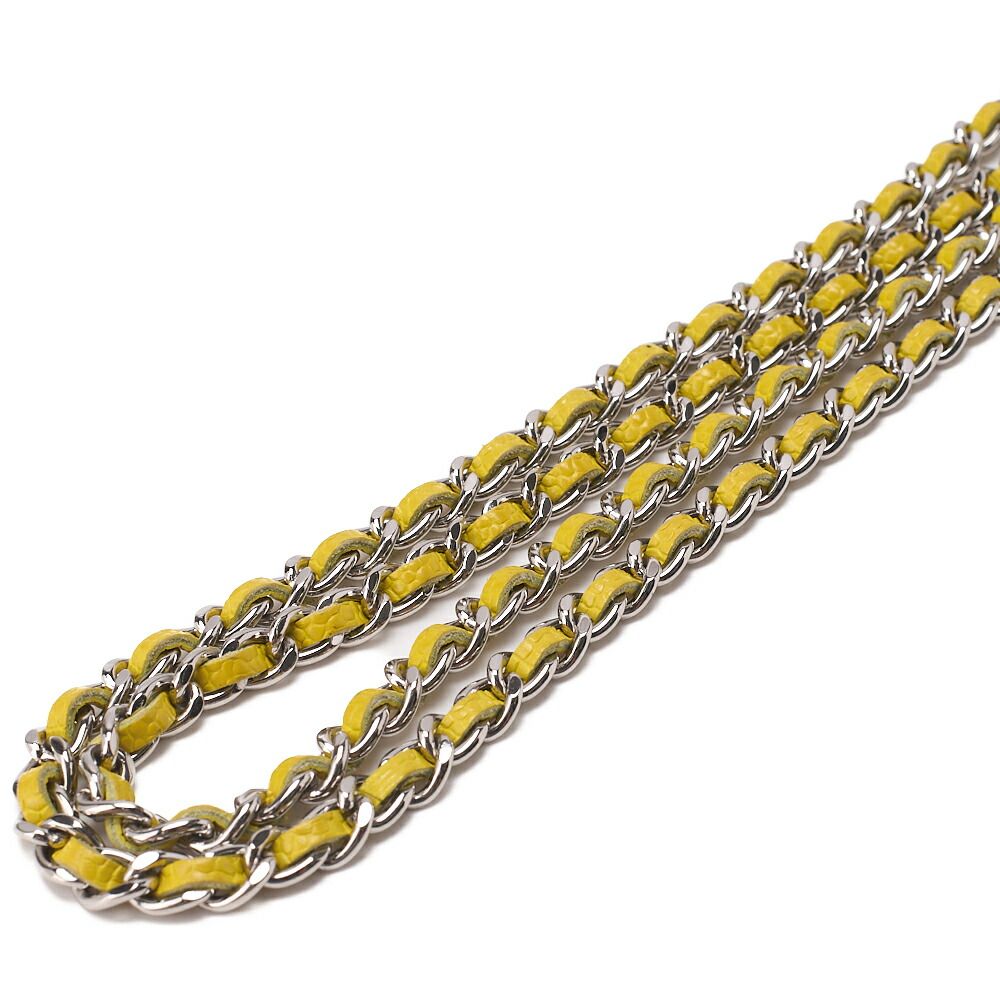 CHANEL シャネル ショルダーバッグ チェーンウォレット キャビアスキン 黄色 シルバー金具 プッシュロック ココマーク ブランド 送料無料 WWW_MORNINGWALKER_COM