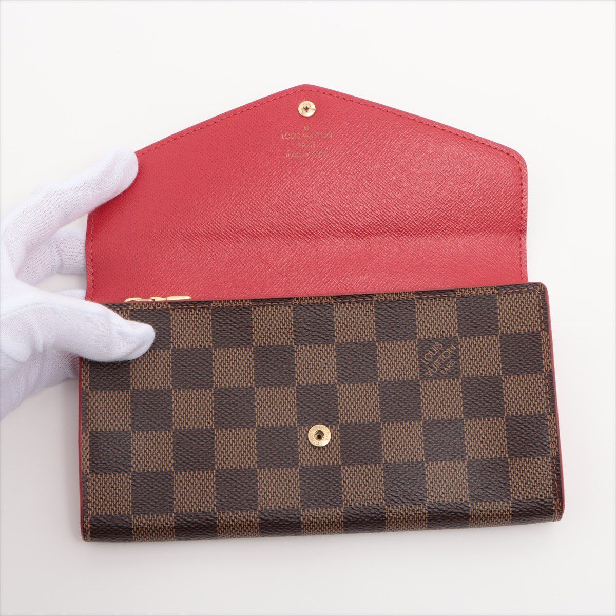 【美品】新型 ルイヴィトン ダミエ ポルトフォイユサラ LOUIS VUITTON/ルイ ヴィトン ダミエ スタッズ ポルトフォイユ サラ