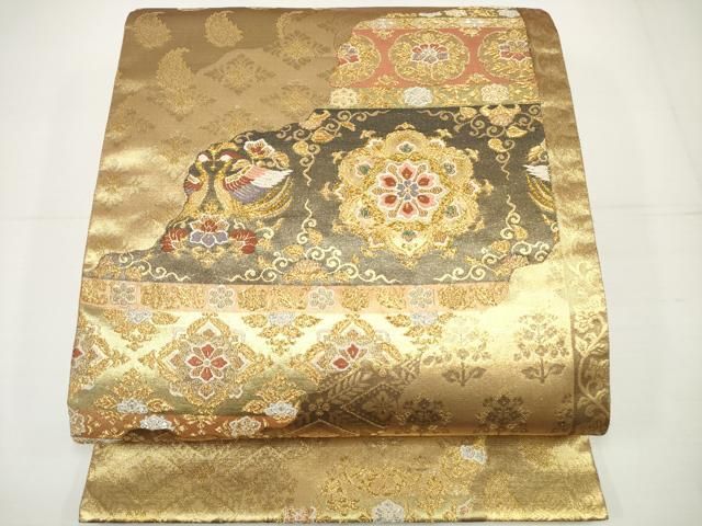 正絹 六通袋帯 三越【宝彩唐織 宝尽くし 花】