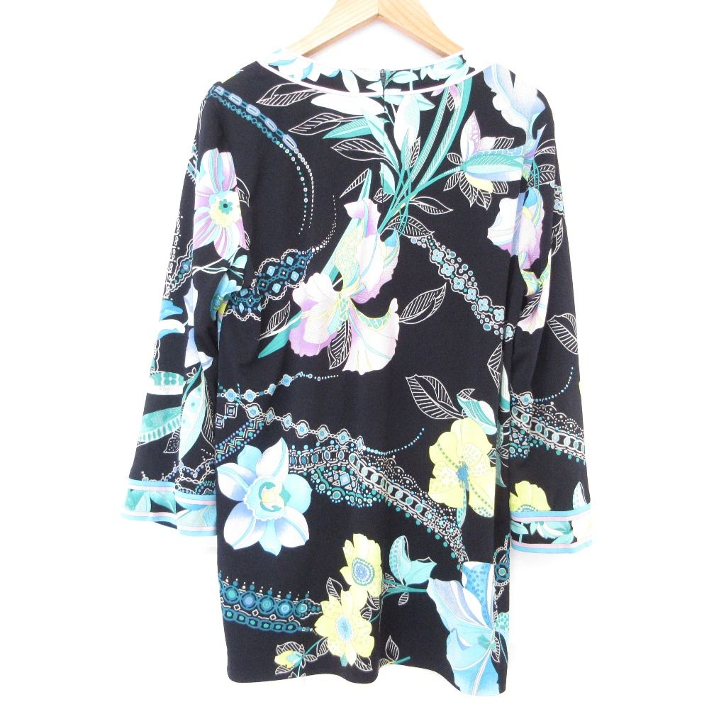 LEONARD】美品ブラック 花柄長袖チュニックサイズ40 LEONARD フラワー