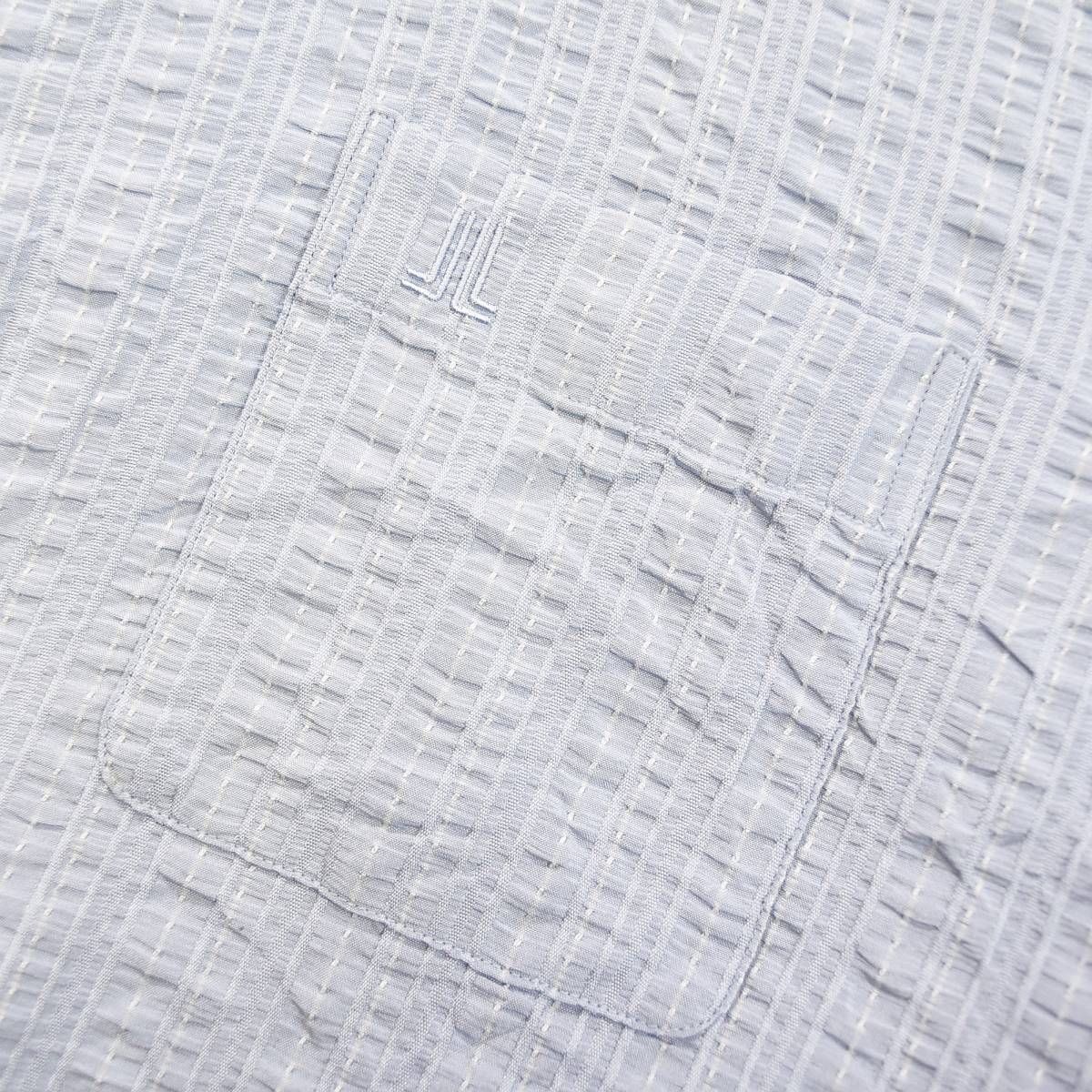 LANVIN ランバン / シアサッカー・シャドーストライプ柄・ダブルベンツ テーラードジャケット / (グレー) / サイズ S50 ランバンオンブルーLANVIN en Bleu リネンポリテーパードパンツ 青48