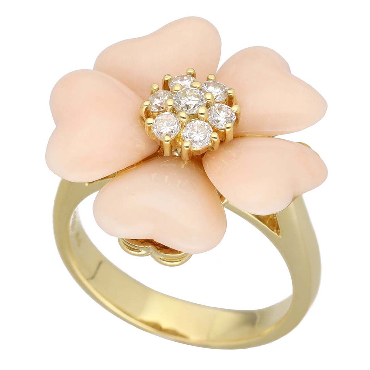 Ponte Vecchio ポンテヴェキオ サンゴ ダイヤモンド(0.30ct)フラワー 