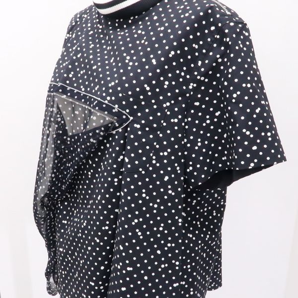 sacai ポルカドット アシンメトリー ブラウス 19-04320 POLKA