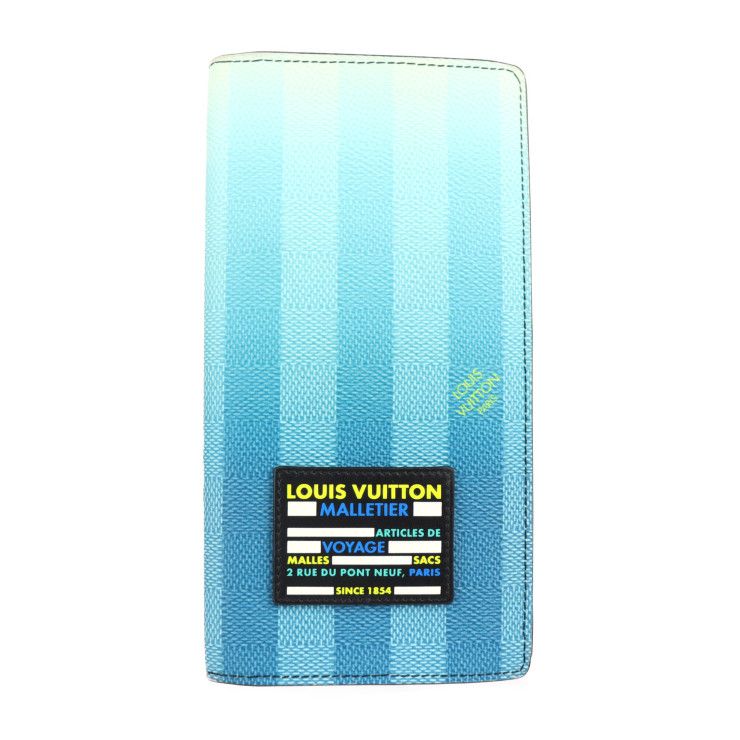 LOUIS VUITTON ルイ ヴィトン ポルトフォイユ ブラザ 二つ折り財布 M81318 PVC レザー  ブルー系 ダミエストライプ 長財布 ビトン 【本物保証】