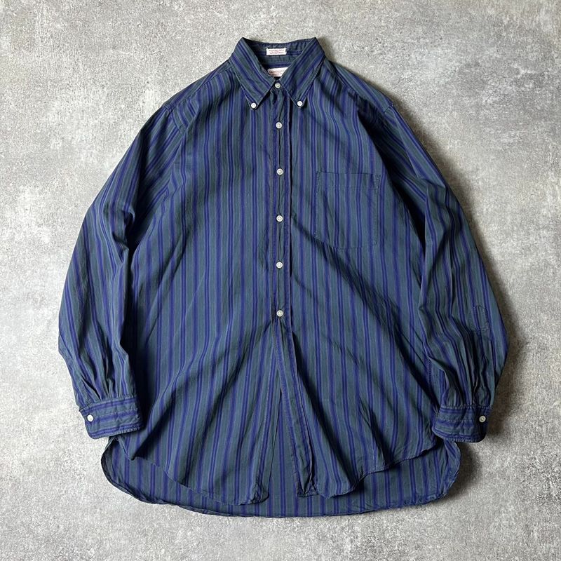 60s CARROLL AND CO マチ付き ストライプ 長袖 3点留め ボタンダウン