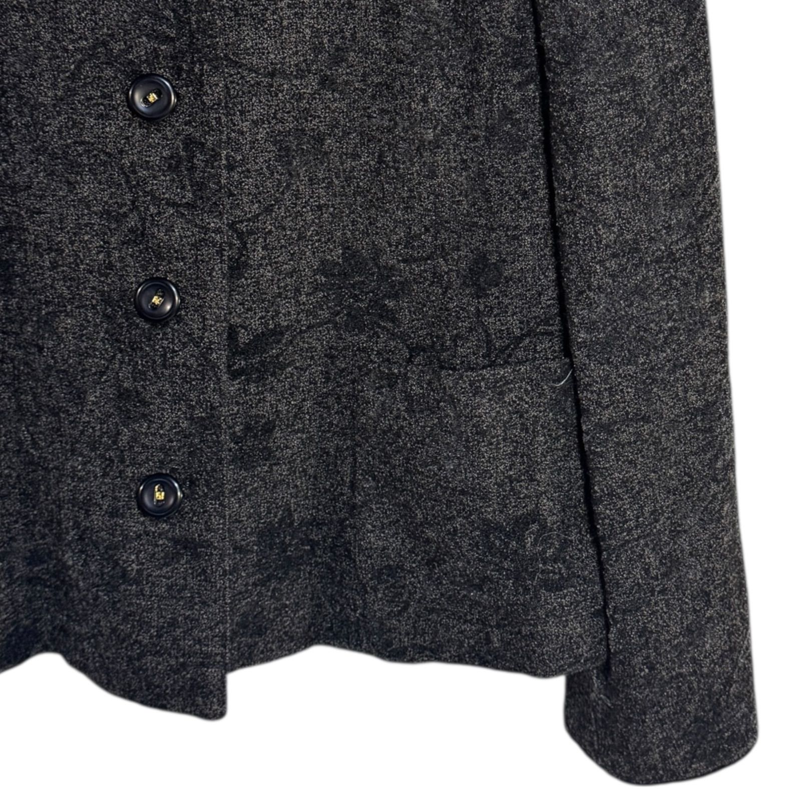 Z1494 Leilian レリアン テーラード ジャケット ブラック フラワー 花