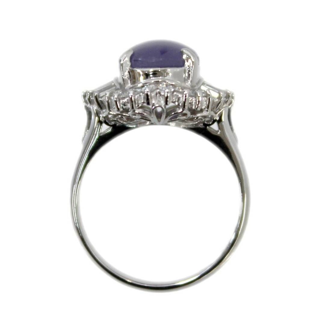 Pt900/プラチナリング 天然スターサファイア3.63ct ダイヤ0.43ct