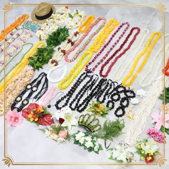 タヒチアンダンス 3点セット ヘッド ブラ ネックレス オレンジ 2025年