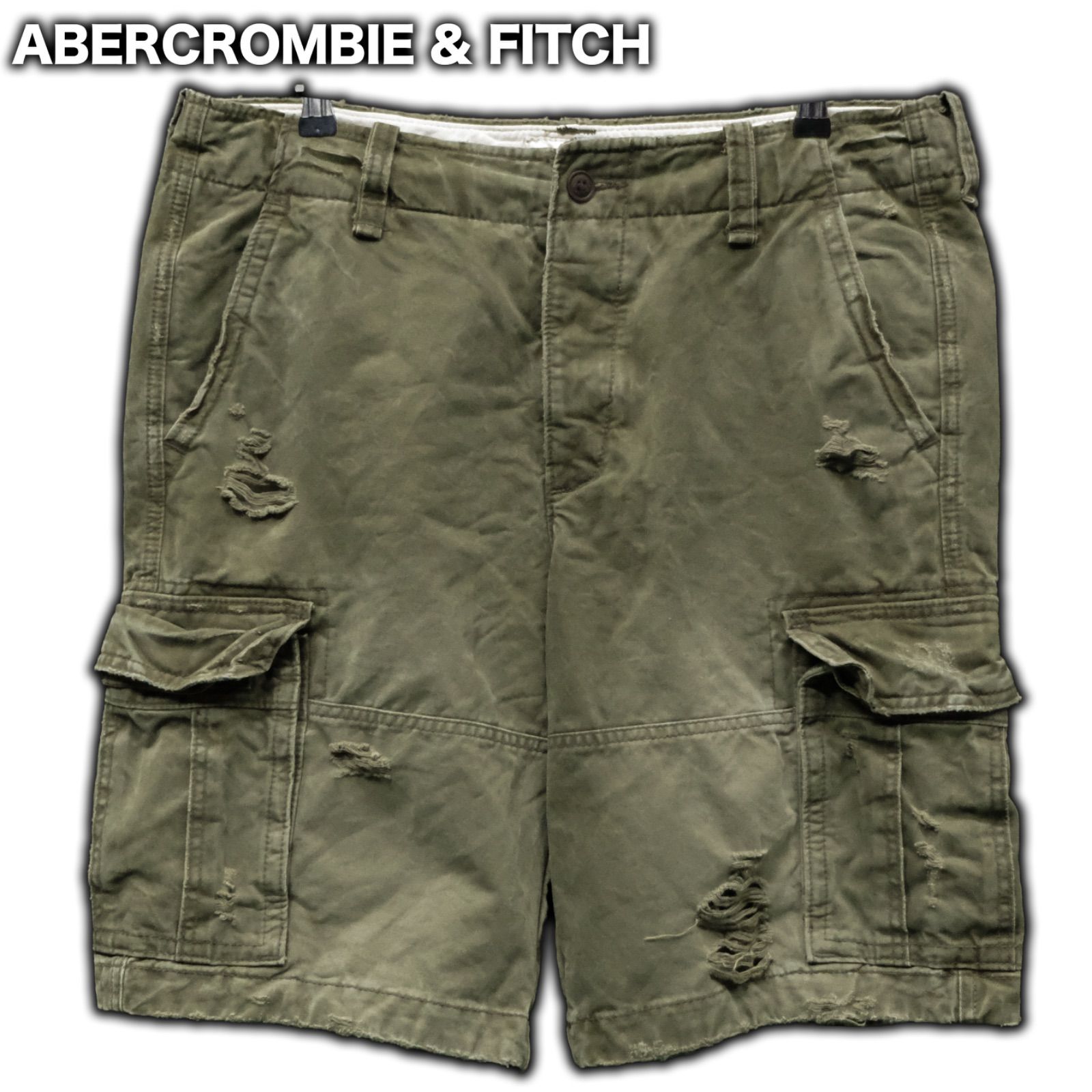 00s Abercrombie&Fitch 襤褸 ダメージ カーゴ ショーツ Abercrombie&Fitch ダメージ加工 カーゴショーツ W36/約94cm