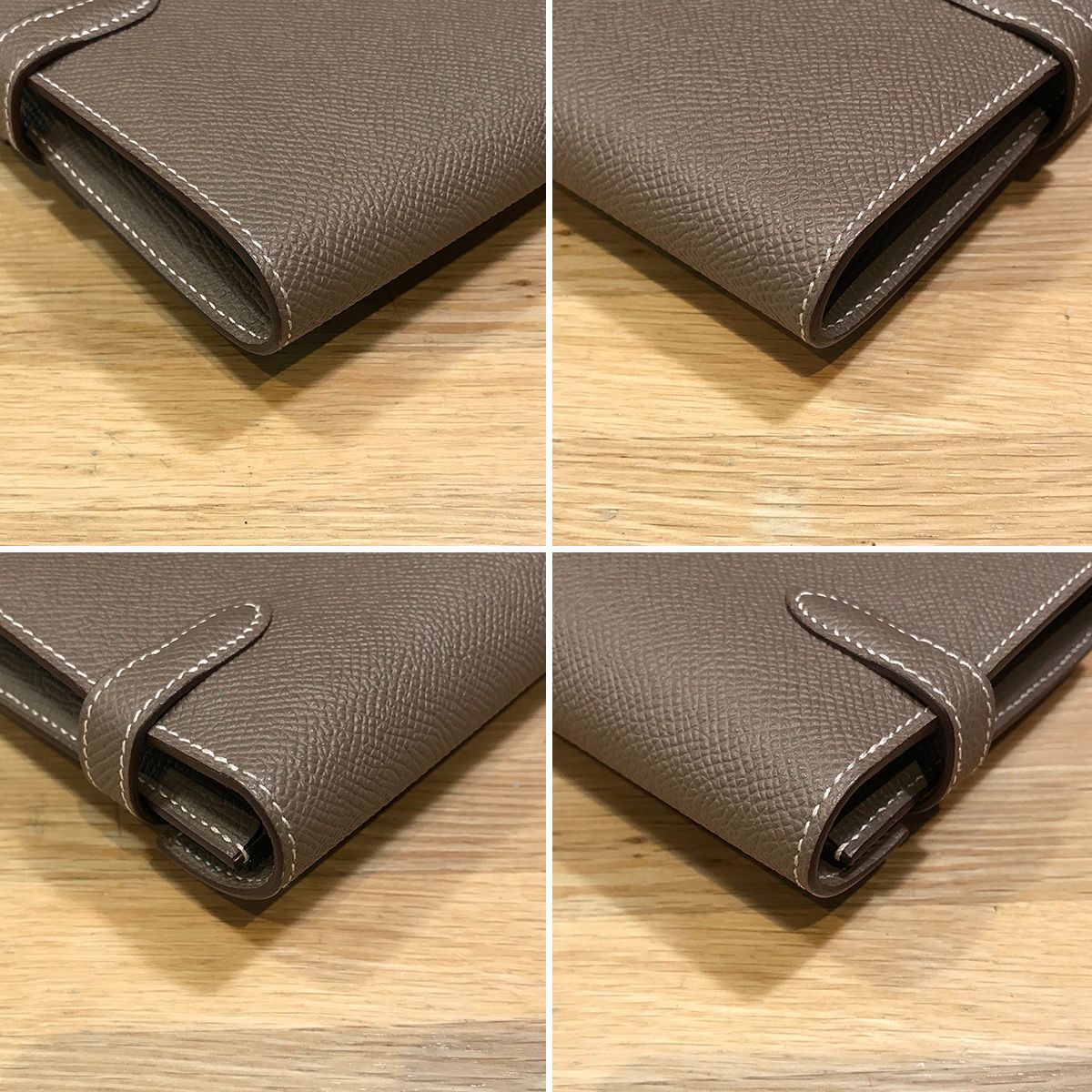 超美品 エルメス ケリーウォレット ロング エプソン エトゥープ D刻印 超美品】エルメス ケリーウォレット ロング エプソン エトゥープ