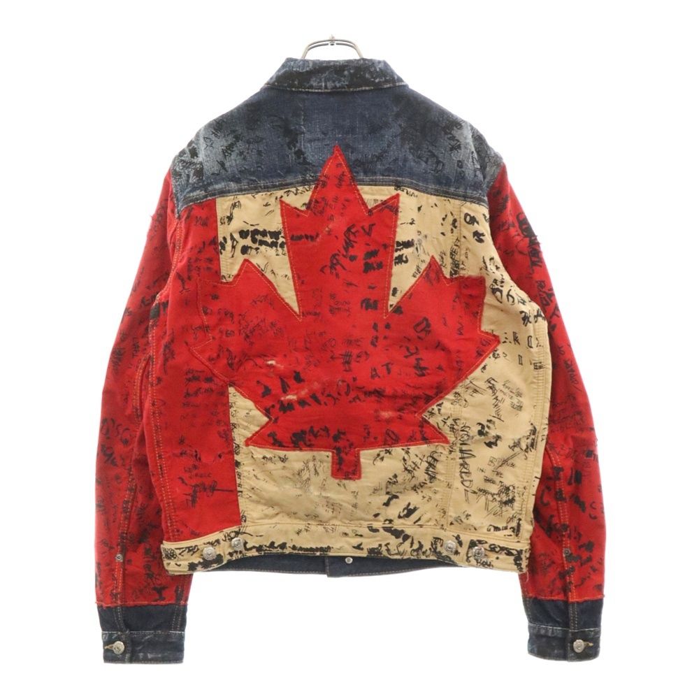 DSQUARED2 (ディースクエアード) 22SS 切替 ダメージ加工 ペイントデニムジャケット インディゴ S74AM1248 S30309