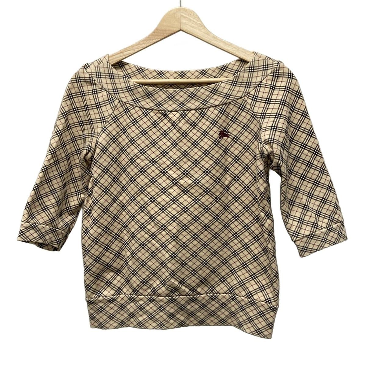 Burberry Blue Label バーバリーブルーレーベル 七分袖カットソー サイズ38 M レディース - ベージュ×黒×マルチ チェック柄