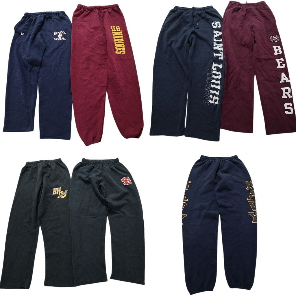 古着卸 まとめ売り スウェット パンツ 7枚セット (メンズ M ) カラー プリント ワンポイントロゴ NAVY MW9228