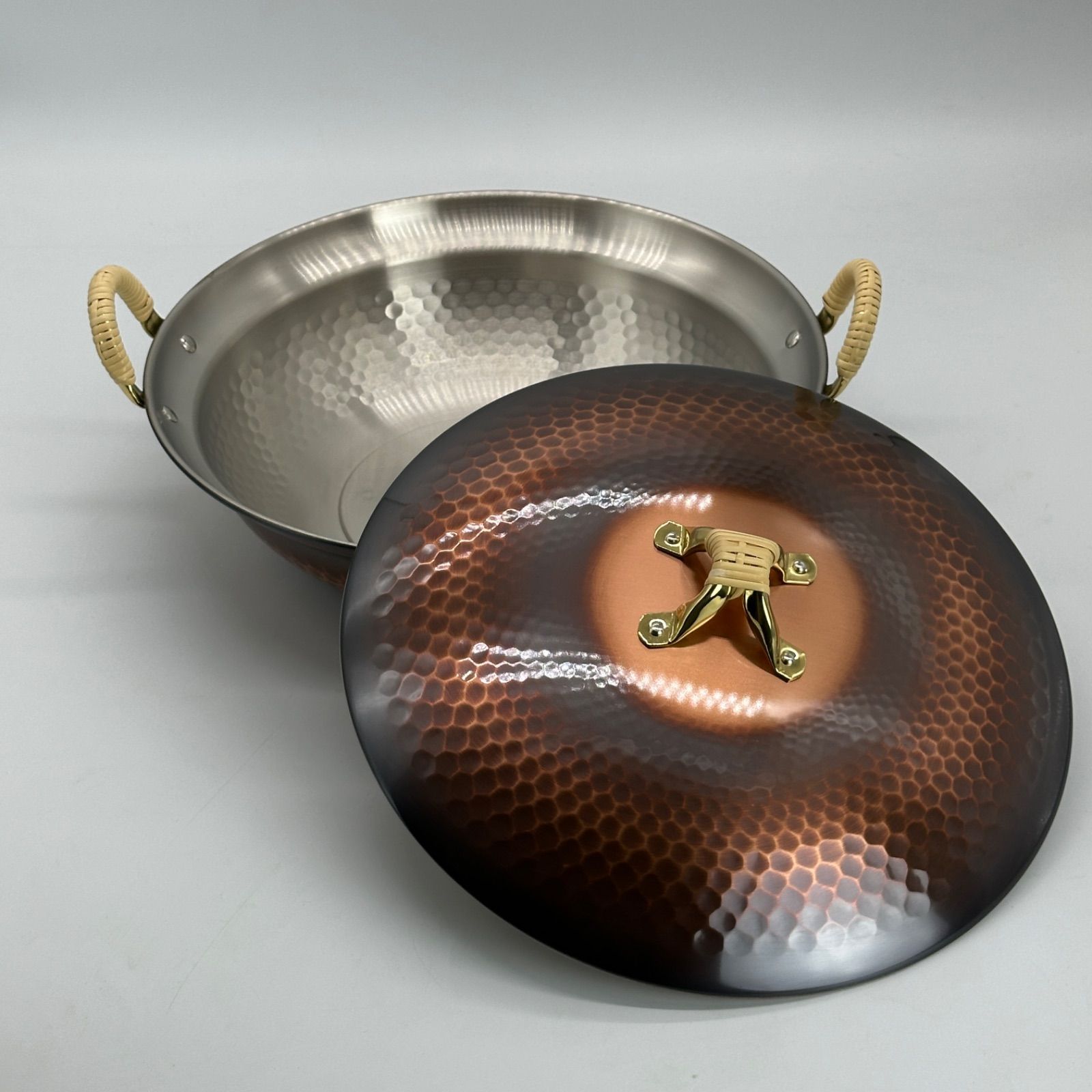 新品未使用 IH対応 ガス火対応 銅製 ちり鍋 蓋付き 両手鍋 和食器 調理器具 新品未使用 IH対応 ガス火対応 銅製 ちり鍋 蓋付き 両手鍋 和食器