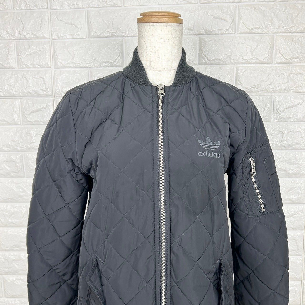 adidas シースルージャケット XS ブラック Adidas Jacket Womens XS Black Full Zip Solid Graphic Ribbed
