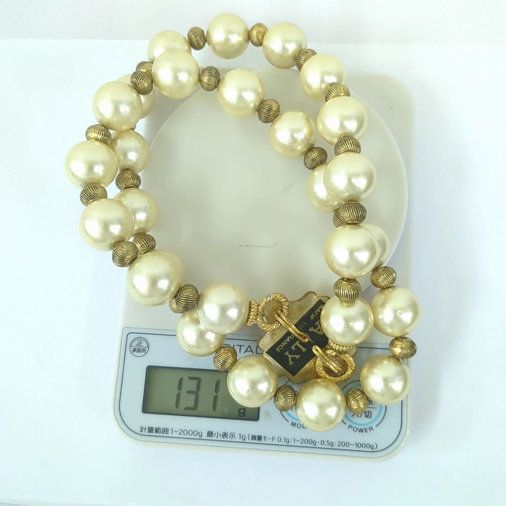 バリー チェーン フェイクパール ベルト 約78cm フランス製 Bally - バリー チェーン フェイクパール ベルト 約78cm