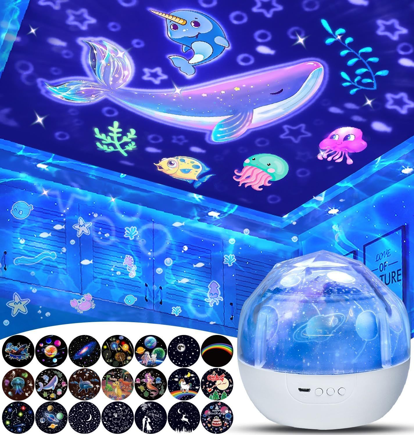 【在庫処分】ナイトライト 星空ライト 海 ベッドサイドランプ 太陽系 寝かしつけ用 星空 授乳ライト 月 多種点灯モード 星 間接照明 星座 おしゃれ 本格的 光色変換 人気 360度回転 子供 輝度