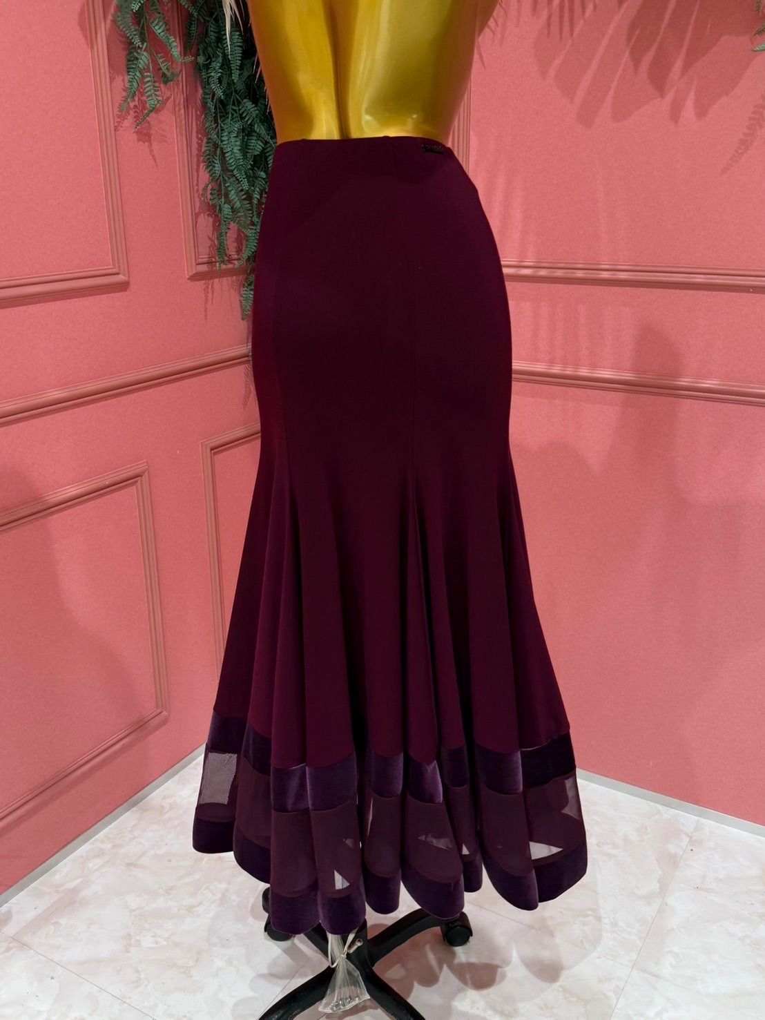 ベロアスカート ボルドー