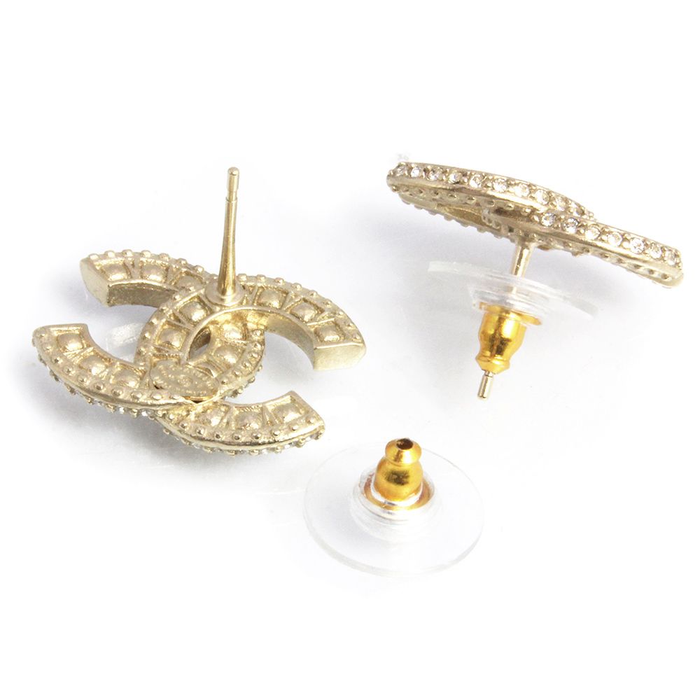 美品✨CHANEL ピアス　片耳　ラインストーン　片耳　ゴールド シャネル ココマーク ラインストーン ピアス 片耳のみ ゴールド