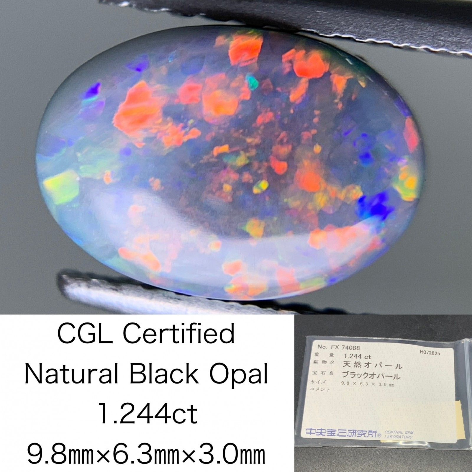 大幅値下げ8500→6500円★絶版メイプルソープ PISTILS 写真集 ブラックオパール 天然 1.244ct 中央宝石ソーティング付き 9.8