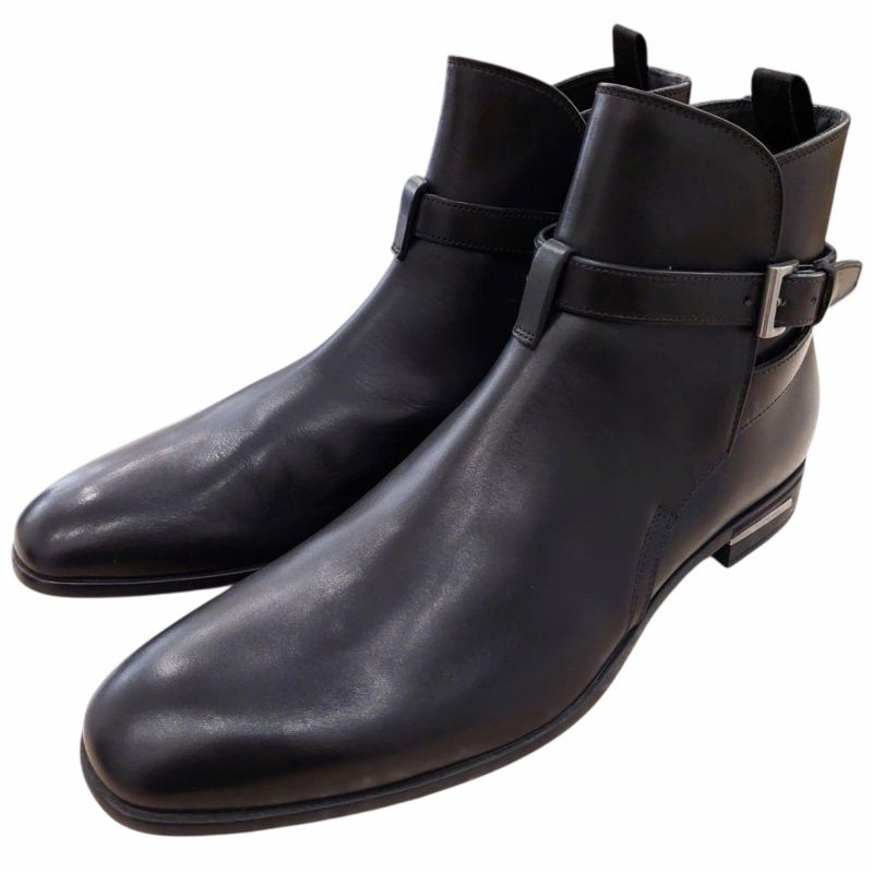 プラダ PRADA アンクルストラップ ショートブーツ レザー フラット 6  