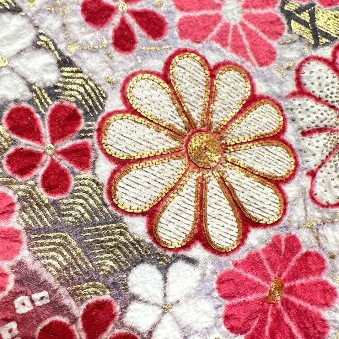 D847 振袖 絞り 花刺繍 金駒刺繍 正絹 着物 袷 極美品 D847 振袖 絞り