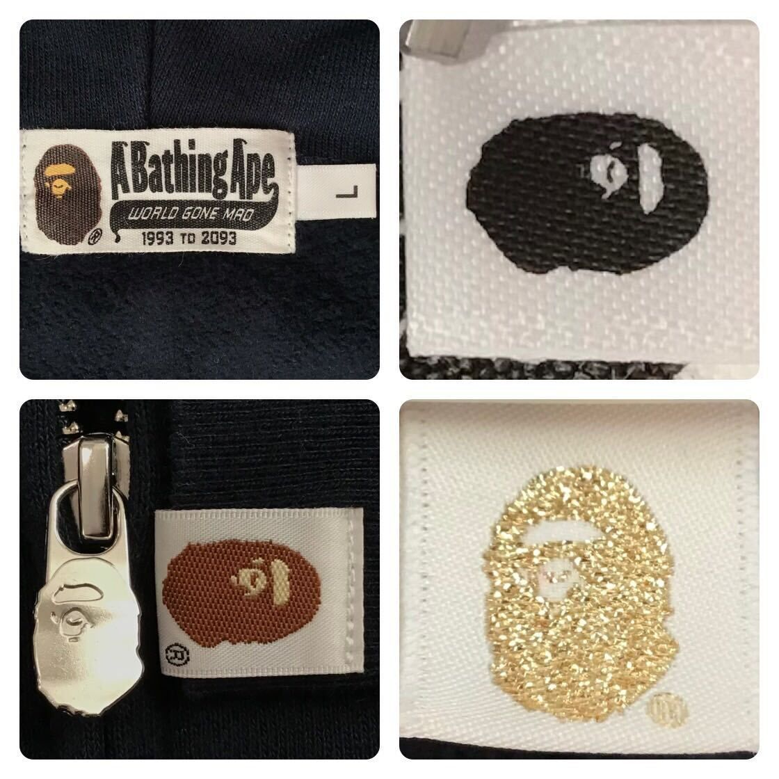 スワロフスキー BAPE HEAD フルジップ パーカー Lサイズ ネイビー a