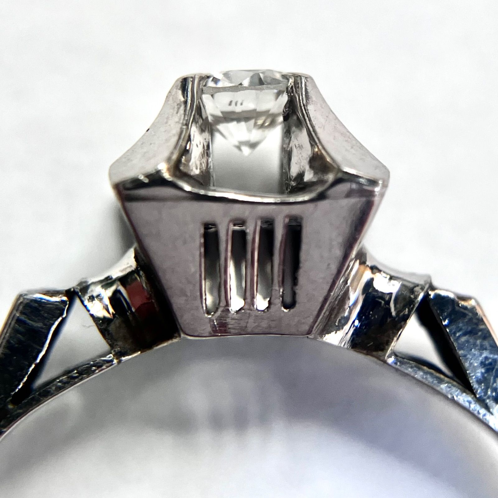 上美品⭐️ Pt850+ダイヤの指輪】 立て爪タイプデザインリング Pt850 