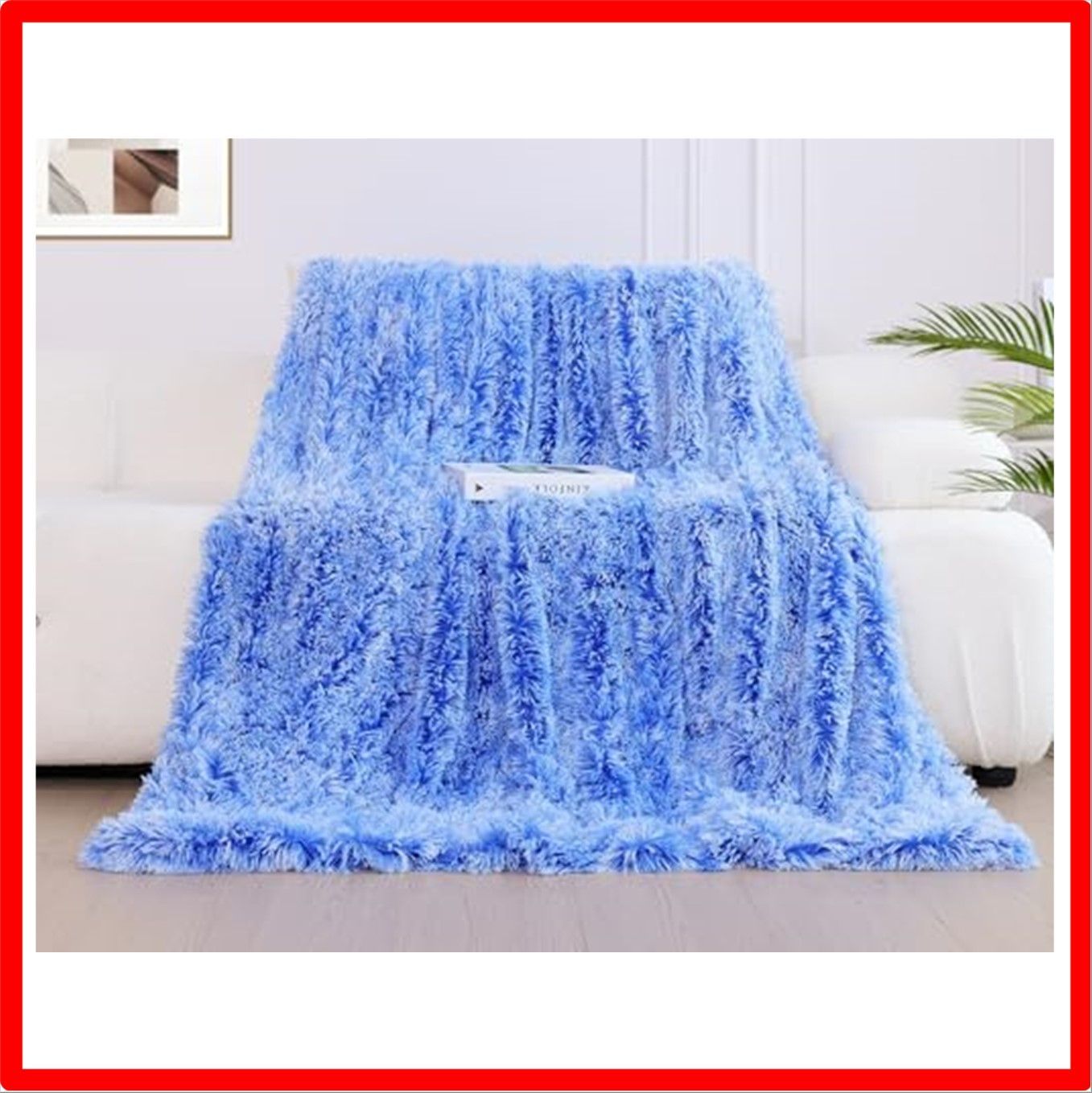 【匿名配送】ブルーu0026ホワイト_130x160 KANKAEU 毛布 ロングシャギー 暖かい 柔らかい生地 可愛いしふわふわ 帯電防止 膝用 肩用 室内 車の昼寝