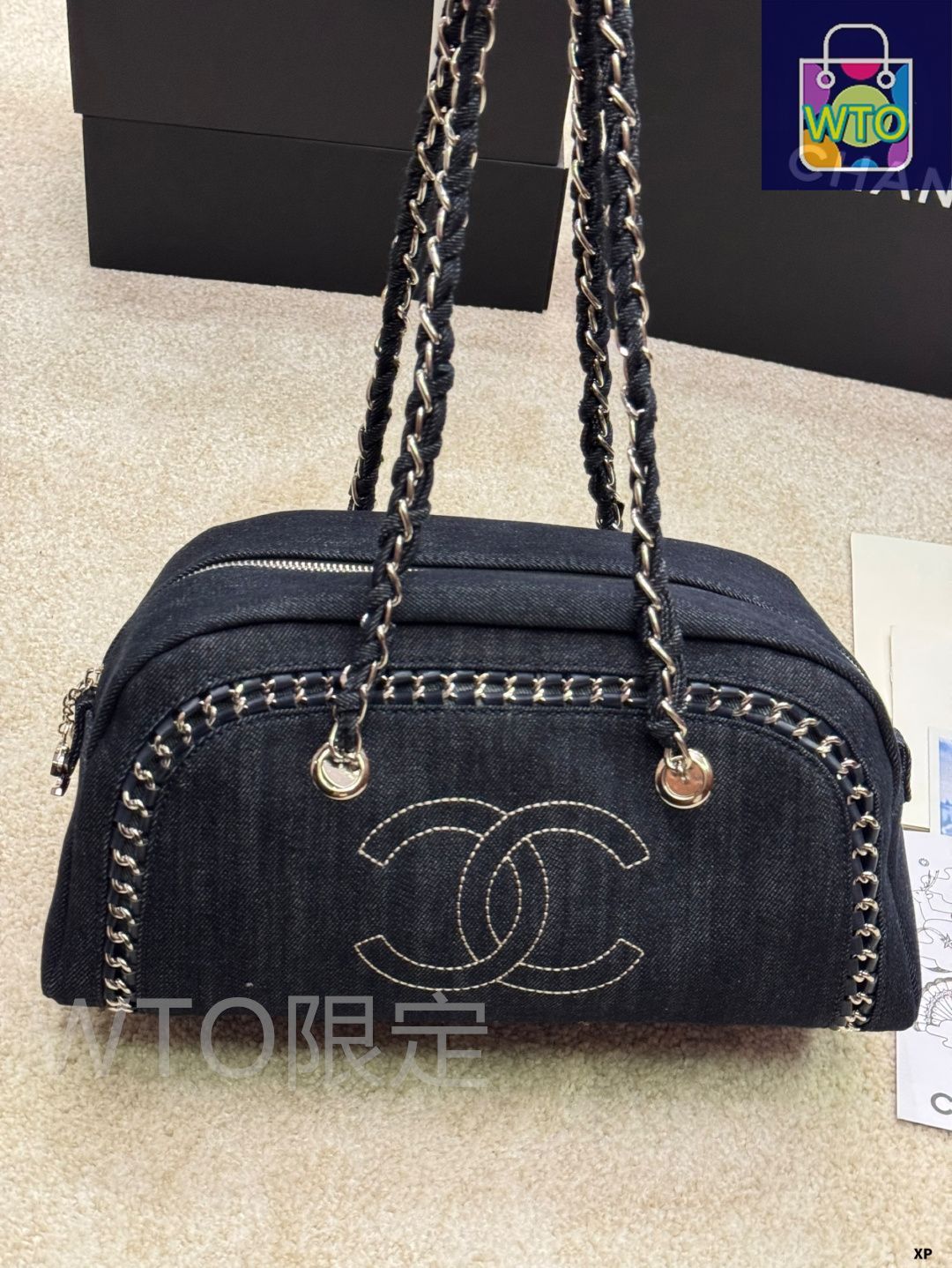 今日 Vintage CHANEL ボウリング シングルショルダーバッグ 25×20cm-WTO輸入
