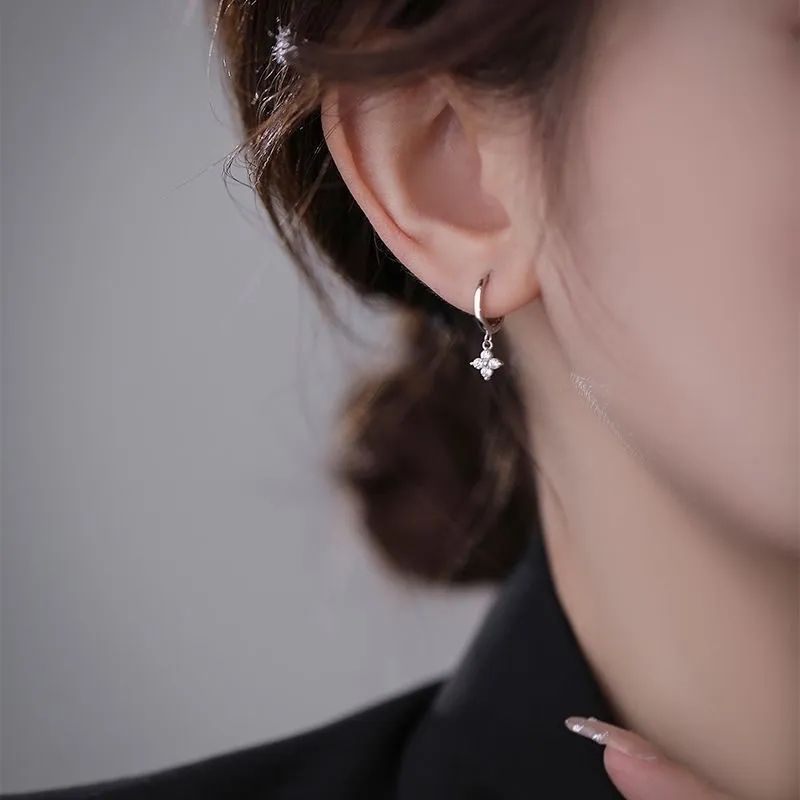 S925 レディース フープピアス 035 フラワー 小花モチーフ K18