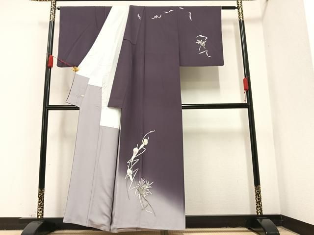 平和屋着物●本加賀友禅作家　松島 由美　訪問着　草花文　暈し染め　さが美扱い　正絹　逸品　AAAY8972ph 平和屋着物○本加賀友禅作家 松島 由美 訪問着 草花文 暈し染め さが美