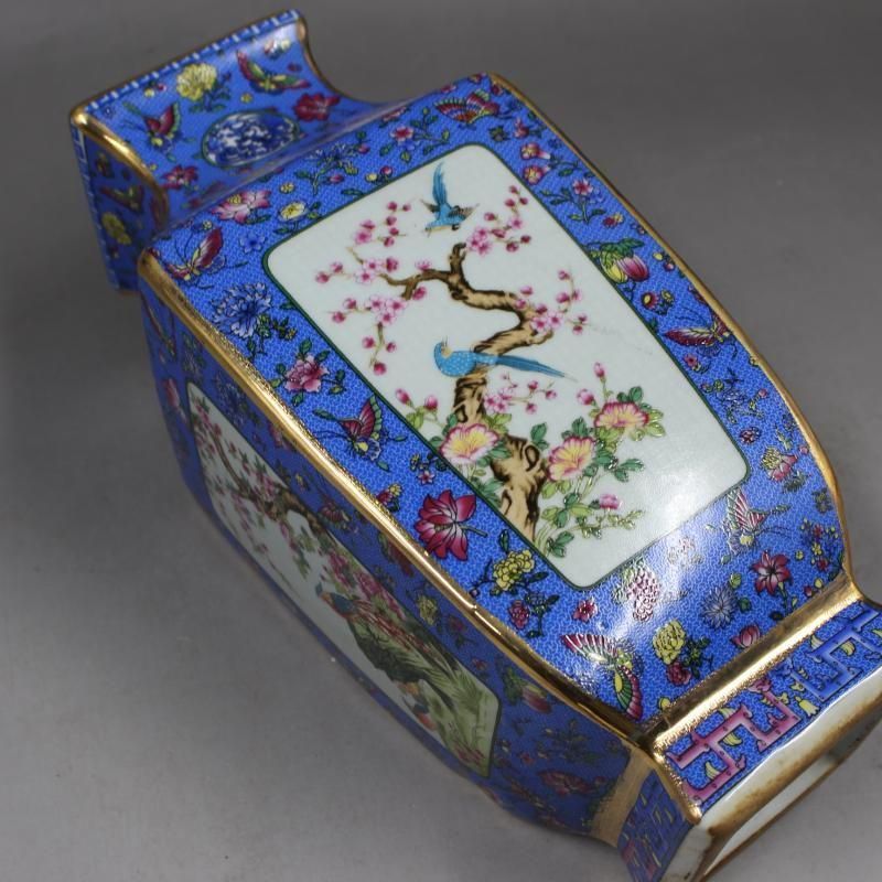 清乾隆制蒔金琺瑯彩梅花花鳥四方瓶 景徳鎮 陶磁器 装飾品 現代工芸品美術品 置物 清乾隆制蒔金琺瑯彩梅花花鳥四方瓶 景徳鎮 陶磁器 装飾品 現代