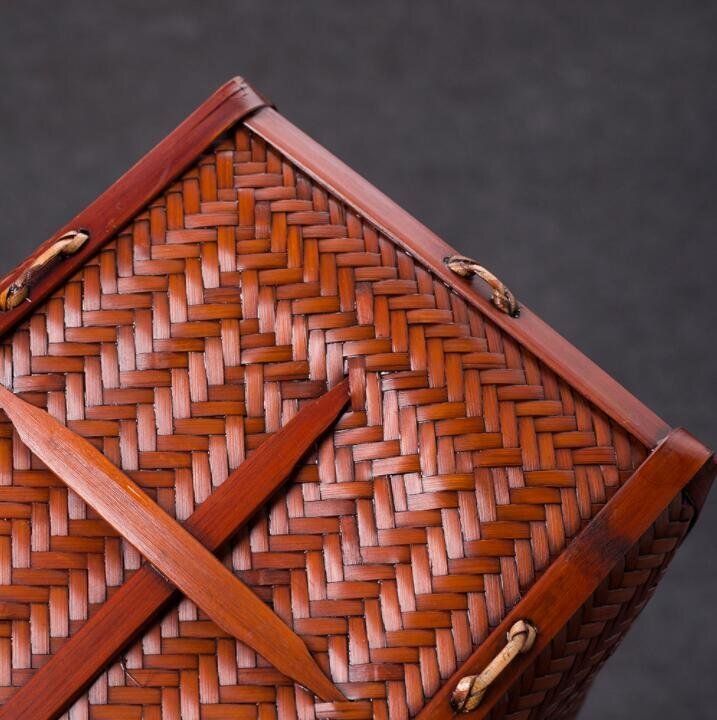 セール中 古風 竹編 収納ボックス 和風り 美 提籃籠竹編細工籠 竹細工 着物 漆器 収納 茶箱