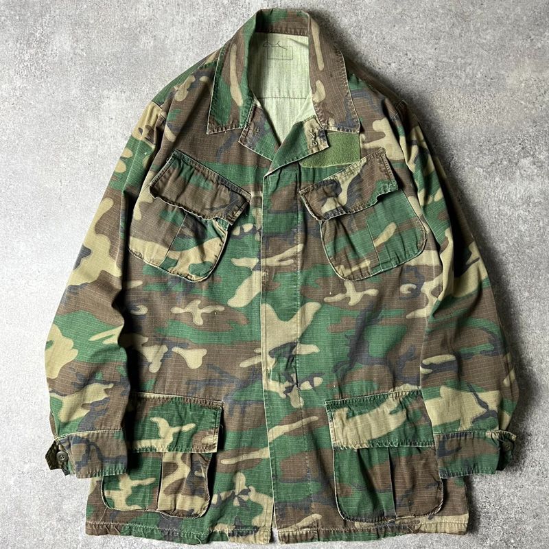70s US ARMY 米軍実物 4th ERDL グリーンリーフ カモ ジャングル