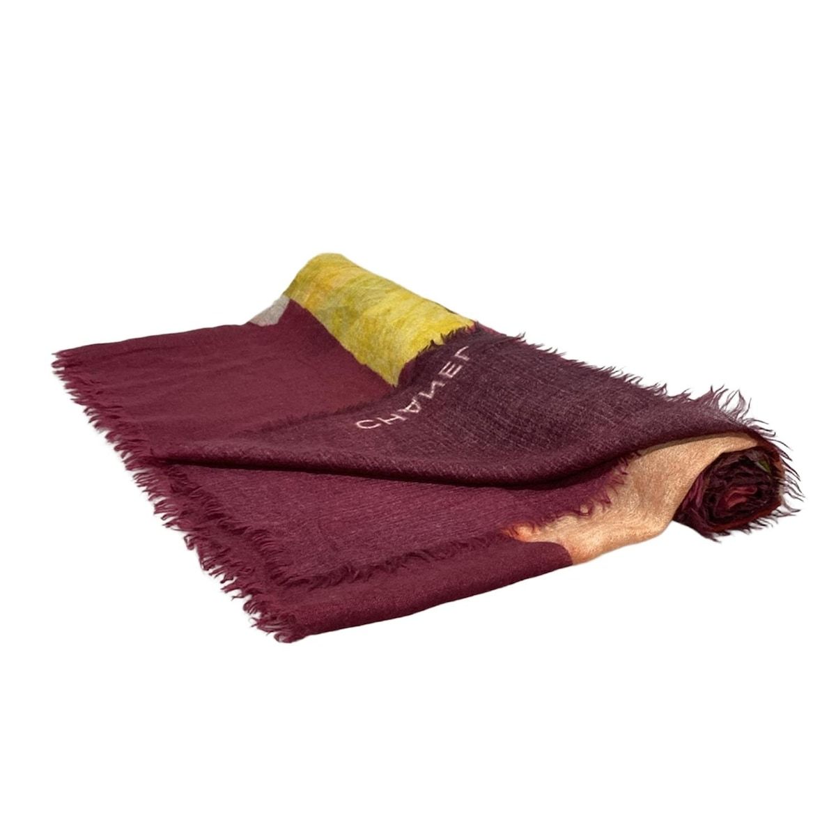 CHANEL(シャネル) ストール(ショール)美品 - ボルドー×ライトブラウン  