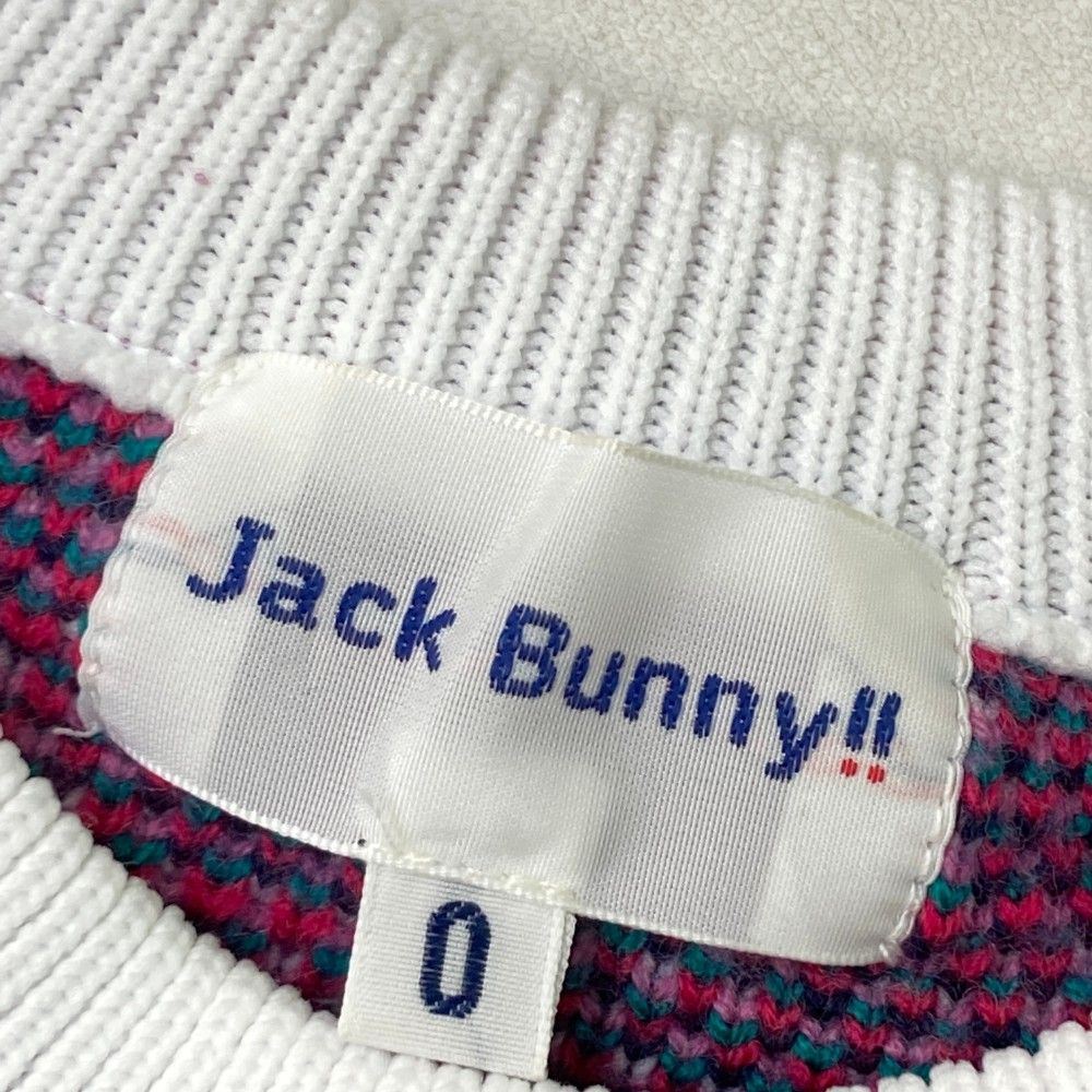 サイズ：0 JACK BUNNY ジャックバニー  ウール混 ニット セーター 総柄 ホワイト系 [240101463491] ゴルフウェア レディース ストスト サイズ：0 JACK BUNNY ジャックバニー ウール混 ニット セーター