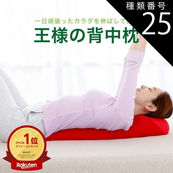種類25:レッド 【新品】王様の背中枕 （背中スッキリ！自然と胸が開いて気持ちいいリラックス枕）