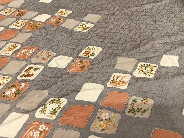 平和屋着物○訪問着 駒刺繍 草花文 正絹 逸品 AAAU8193zg - メルカリ