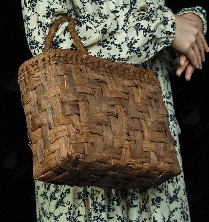 国内稀少！高品質☆職人手編み 嵐編み 網代編み 山葡萄籠バッグ ZYP31秋冬