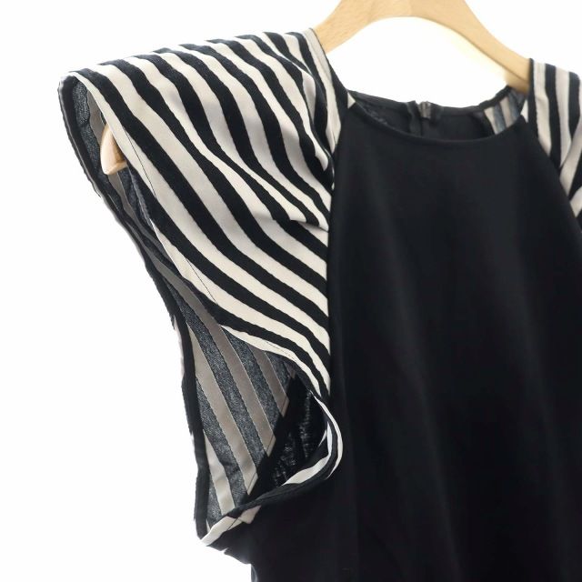  ボーダーズアットバルコニー BORDERS at BALCONY 23 SS BORDER TEE カットソー ノースリーブ 切替 ボーダー 38 黒 白 ブラック ホワイト DF OS 半袖(Tシャツ) Tシャツ カットソー