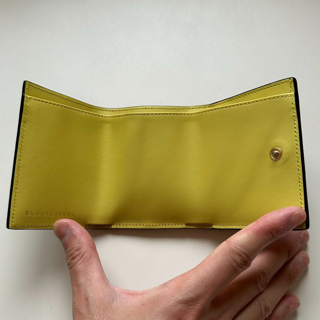 BONAVENTURA ボナベンチュラ二つ折り財布 グレージュ✖️イエロー ボナベンチュラ BONAVENTURA 二つ折り財布 コンパクトウォレット