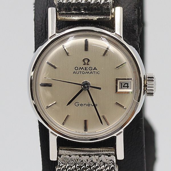 デッドストック級 稼働 オメガ ジュネーブ 銀文字盤 AT/自動巻 デイト  