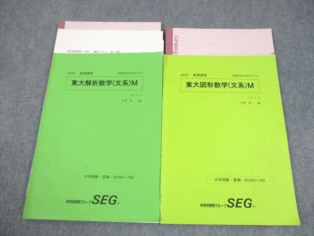 SEG(科学的教育グループ) 東京大学 受験数学文系Mクラス 東大解析/図形数学(文系)M テキスト2020夏期2冊大澤裕一 016S0D SEG(科学的教育グループ) 東京大学 受験数学文系Mクラス 東大