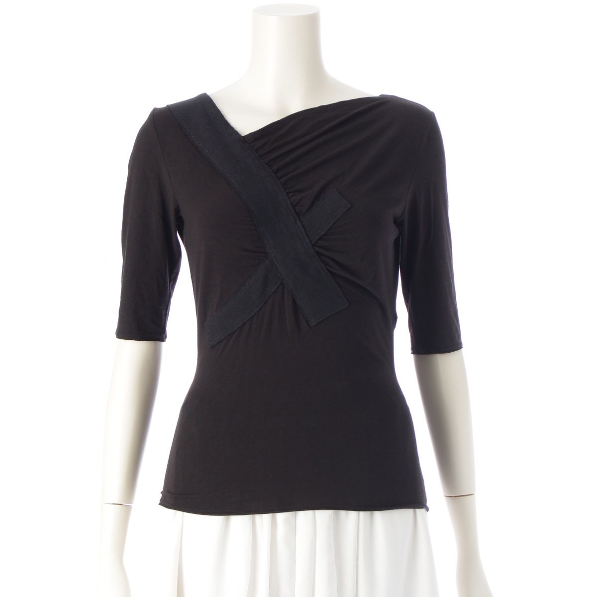 イッセイミヤケ トップス カットソー ブラック ISSEY MIYAKE イッセイミヤケ カットソー シワ加工 SIZE M